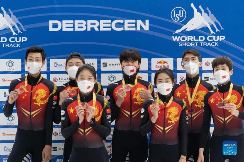 L'équipe de Chine à la Coupe du monde de patinage de vitesse sur piste courte de l'ISU