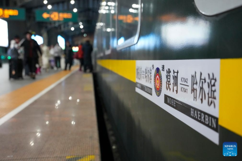 Heilongjiang : inauguration du premier train sur le thème de la culture populaire du nord-est de la Chine à Harbin