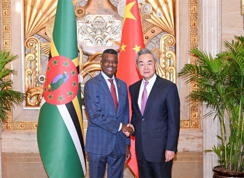 Le chef de la diplomatie chinoise rencontre le ministre des Affaires étrangères de la Dominique