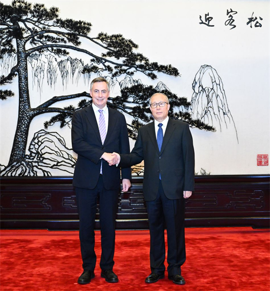Un haut législateur chinois rencontre une délégation de la commission des Affaires étrangères du Parlement européen